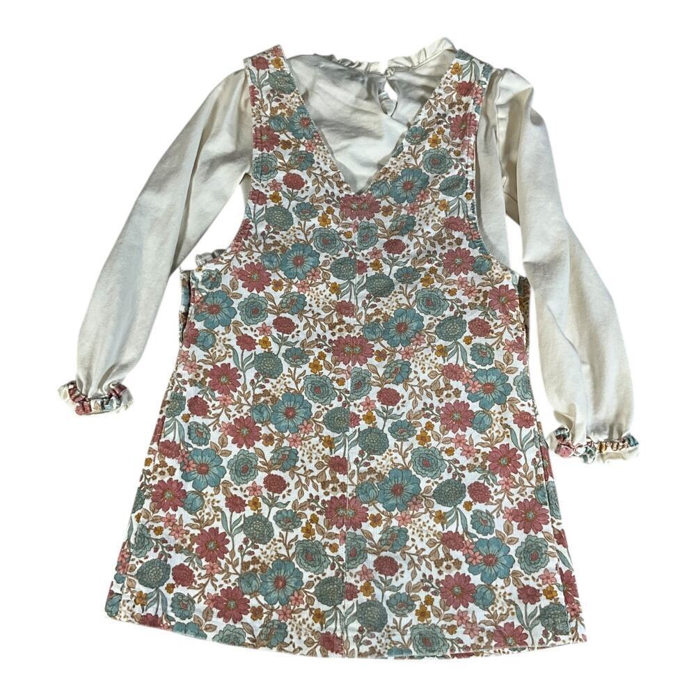 Tommy Bahama Kids Size 6 Corduroy Floral Jumper Dress Set 3-Piece Fall Outfit - Picture 5 of 9